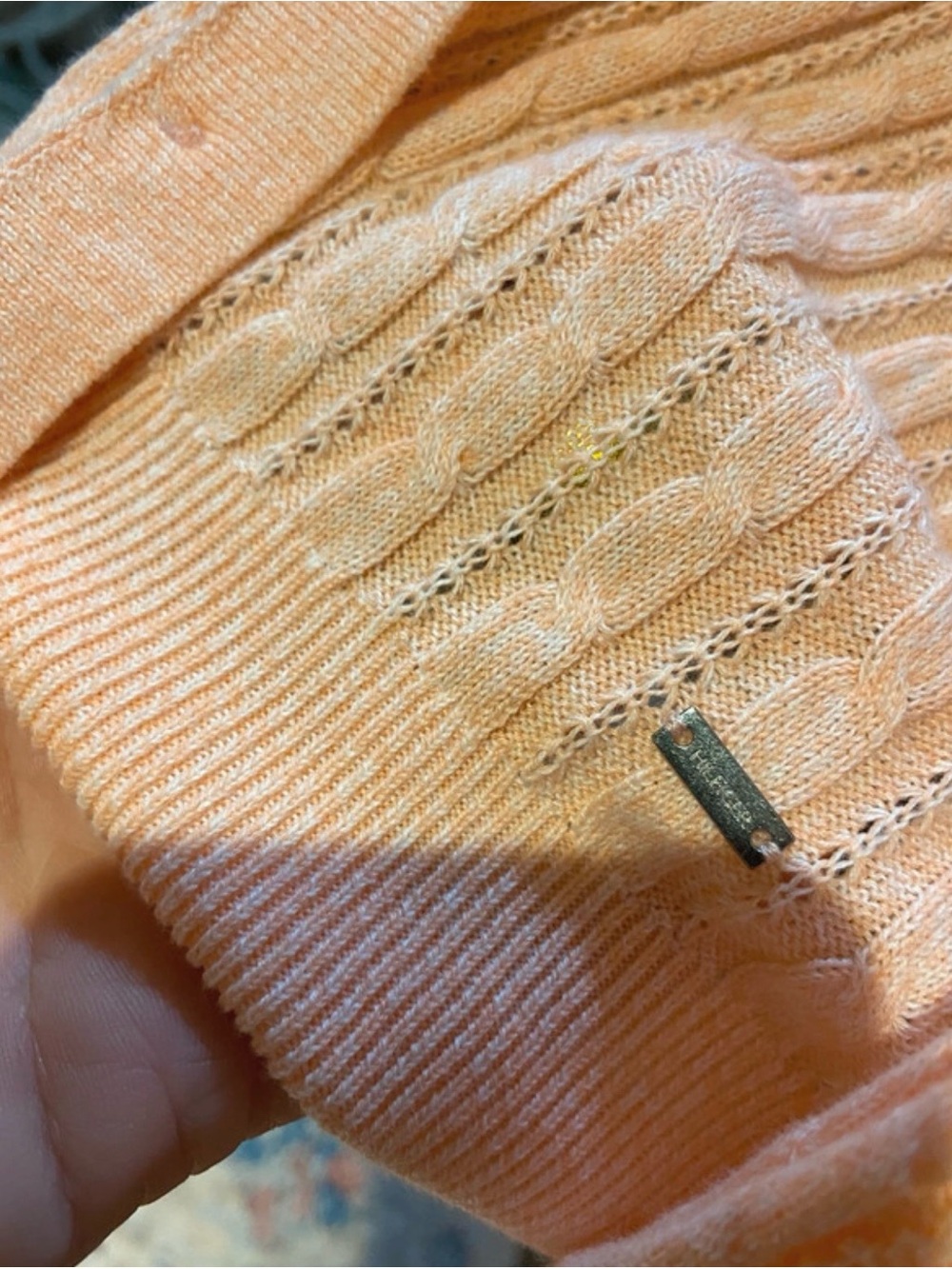 Brand New Peach Cable-Knit Button Cardigan Sweater - Women - Picture 5 of 7